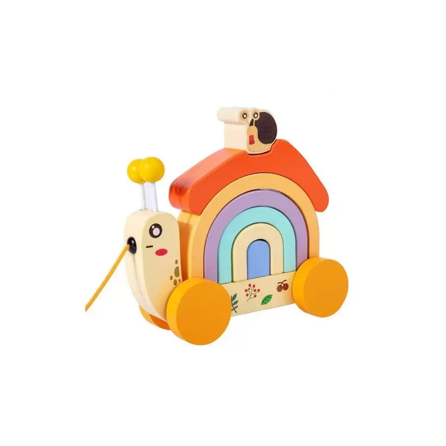 Rainbow Pull Toy Snail Mother and Baby