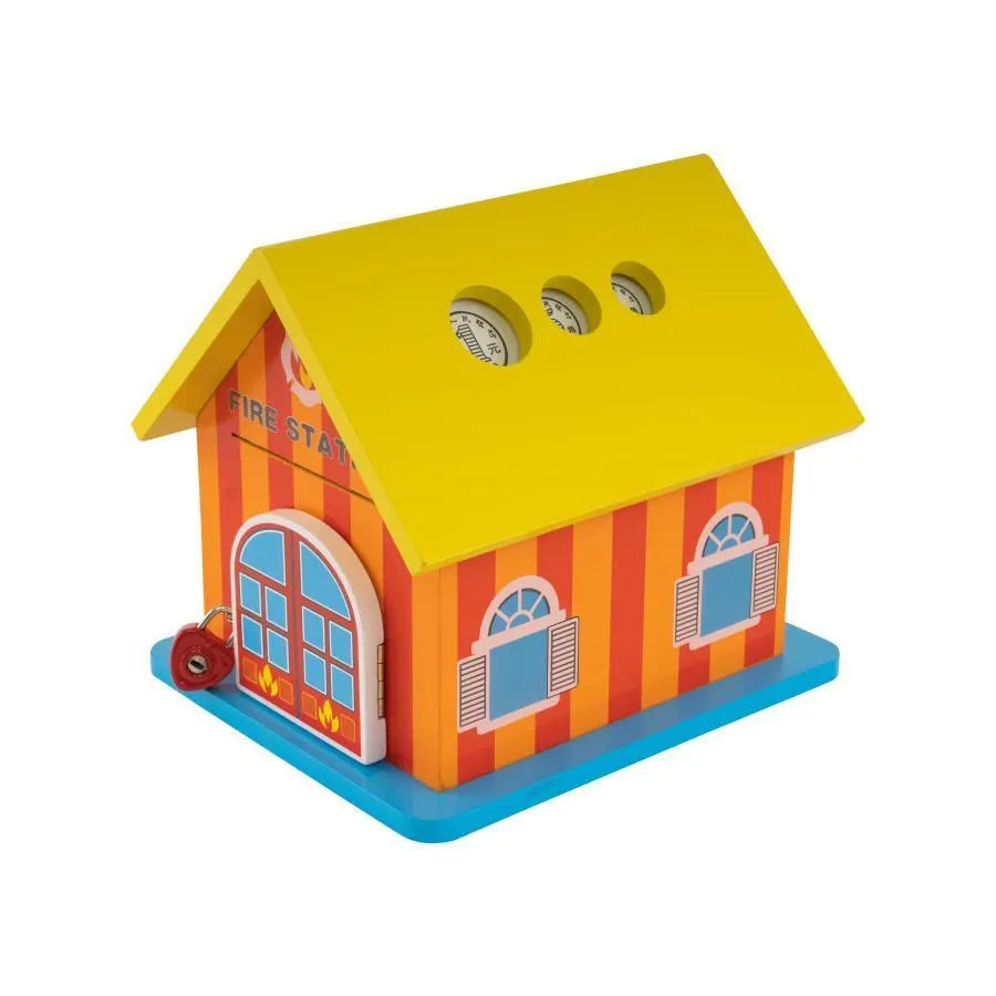 Piggy Bank Toy for Coins and Banknotes, 3 Pieces, Multicolor, Wood