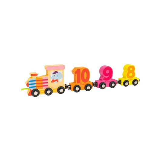 Magnetic Train Toy with Numbers and Various Images, Multicolor, 27 Pieces, Wood and Plastic