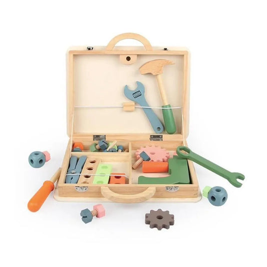 Toolbox Toy, Multicolor, 22 Pieces, Wood