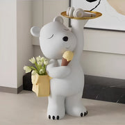Bear Shaped Floor Lamp with Tray, Elegant Decoration for Flower Vase