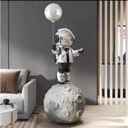 Astronaut LED Floor Lamp in Silver Resin