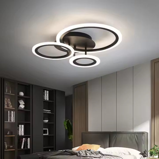 LED chandelier with remote control BETTY 41W, 3 Circles, Cold/Warm/Neutral light, Dimmable, Black