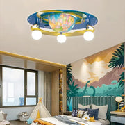 Beti Chandelier, 3*E27, Blue, Wood