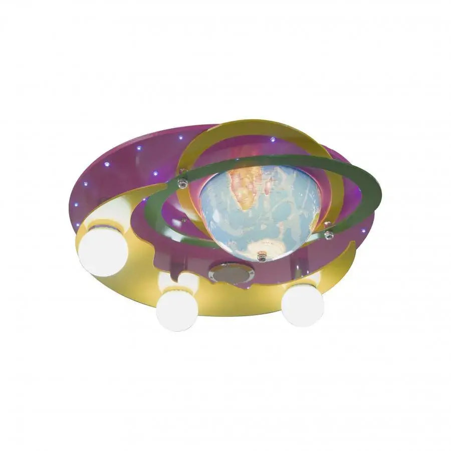 Beti Chandelier, 3*E27, Pink with Yellow, Metal and Wood