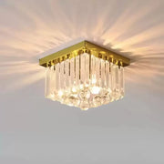 MARTINEZ Linear Luxe Crystal Chandelier, Diameter 35cm, 4x E14, Glossy Gold