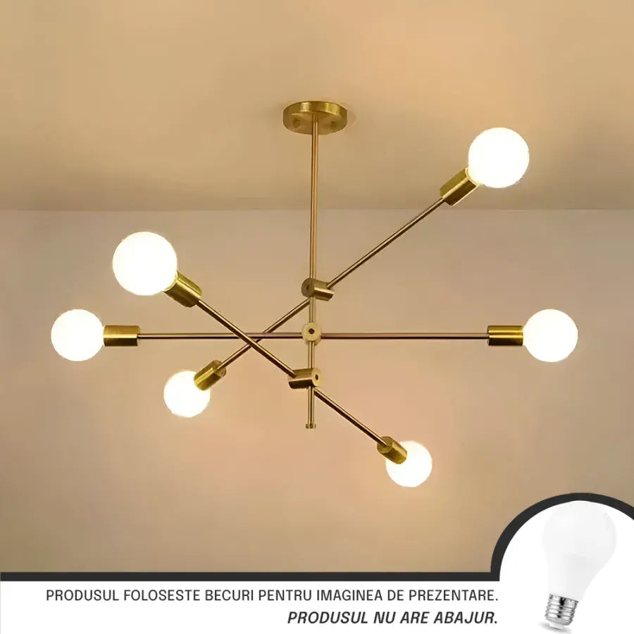 Dariya Chandelier 6x E27, Metal, Gold