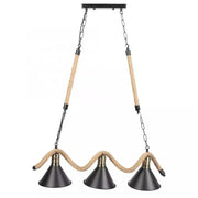 Rope Chandelier, 3*E27, Brown, Metal and Rope