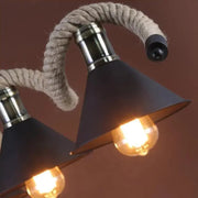 Rope Chandelier, 5*E27, Brown, Metal and Rope