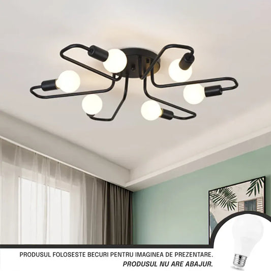 MODERNIST Hexa 6 Chandelier, 6x E27, Black, Modern Design