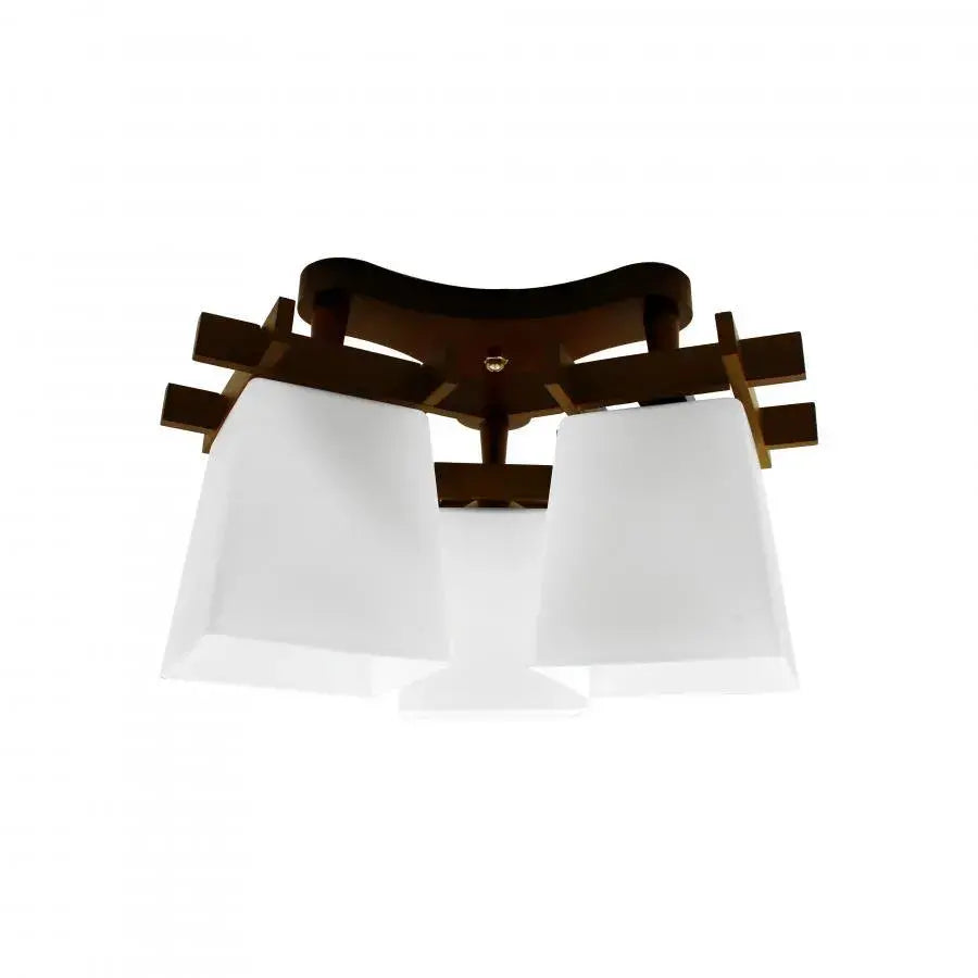 Jade Chandelier, 3*E27, White with Brown, Metal and Glass