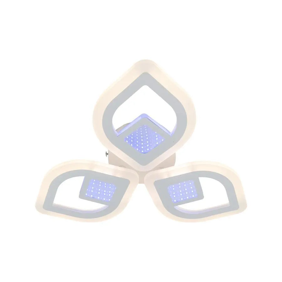 LED chandelier with remote control ZENI 3D 60W, 3 Elements, Cold/Warm/Neutral light, Dimmable, White