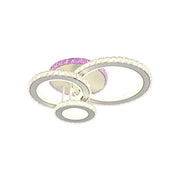 LED chandelier with remote control and crystal LEOCADIA RGB 134W, 3 Circles, Cold/Warm/Neutral light, Dimmable, White