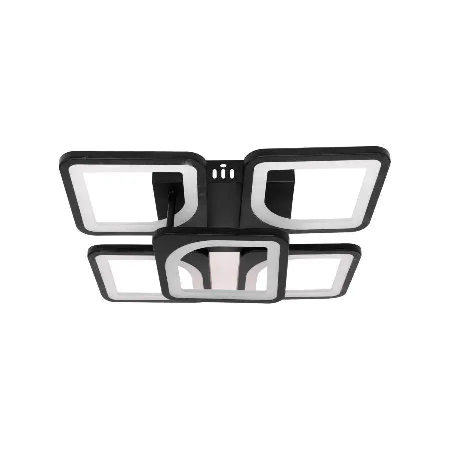 LED Chandelier with Remote Control, ZOE, 5 Squares, 66W, Cold/Warm/Neutral Light, Dimmable, Black