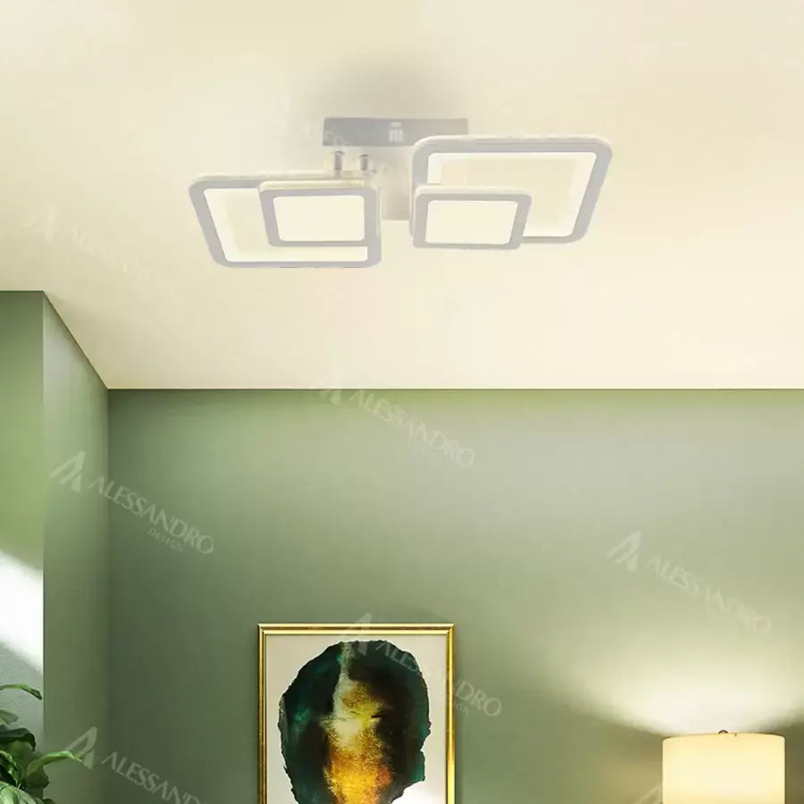 LED chandelier with remote control BALANS 44W, 2 Squares, Cold/Warm/Neutral light, Dimmable, White