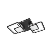 LED chandelier with remote control BALANS 44W, 2 Squares, Cold/Warm/Neutral light, Dimmable, Black