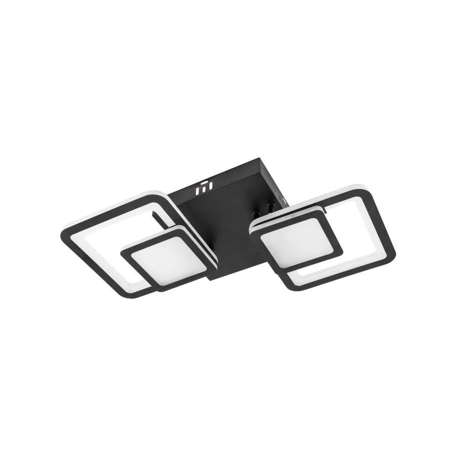 LED chandelier with remote control BALANS 44W, 2 Squares, Cold/Warm/Neutral light, Dimmable, Black