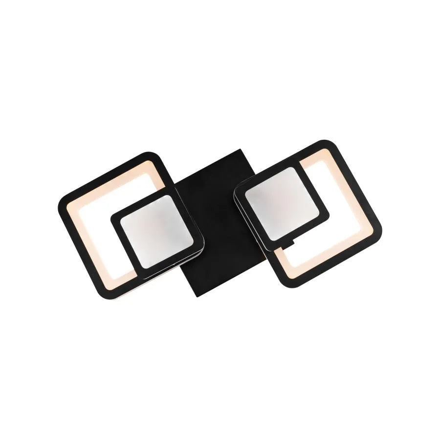 LED chandelier with remote control BALANS 44W, 2 Squares, Cold/Warm/Neutral light, Dimmable, Black