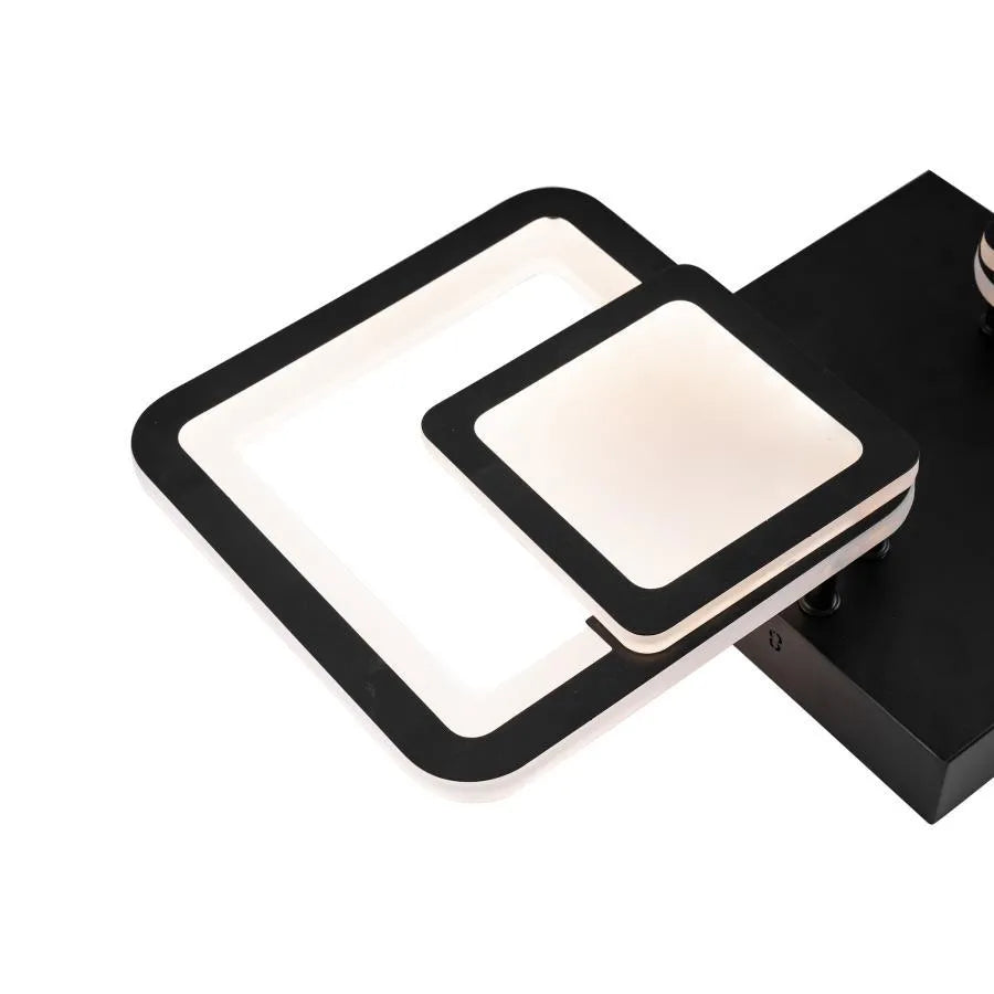 LED chandelier with remote control BALANS 44W, 2 Squares, Cold/Warm/Neutral light, Dimmable, Black