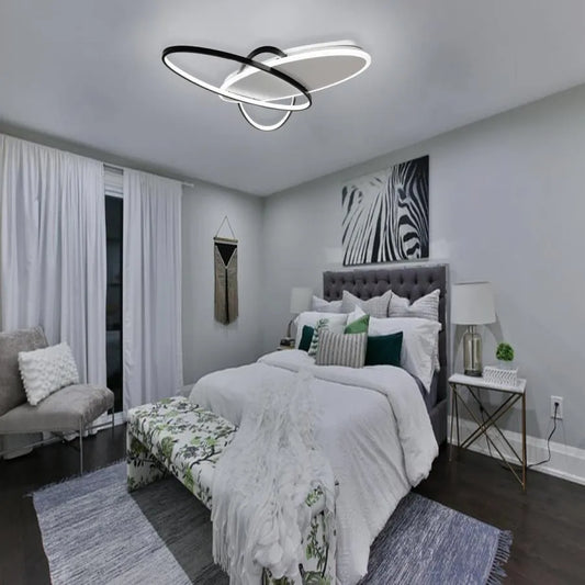 LED chandelier with remote control LIGURIA 81W, 3 Ovals, Cold/Warm/Neutral light, Dimmable, Black White