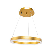 Suspended LED chandelier with remote control AZARIAH 38W, 1 Circle, Cold/Warm/Neutral light, Dimmable, Shiny Gold, Adjustable Height