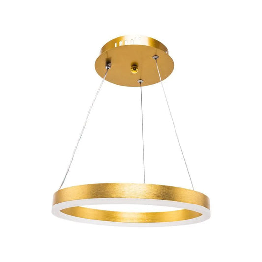 Suspended LED chandelier with remote control AZARIAH 38W, 1 Circle, Cold/Warm/Neutral light, Dimmable, Shiny Gold, Adjustable Height