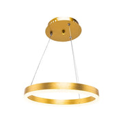 Suspended LED chandelier with remote control AZARIAH 38W, 1 Circle, Cold/Warm/Neutral light, Dimmable, Shiny Gold, Adjustable Height