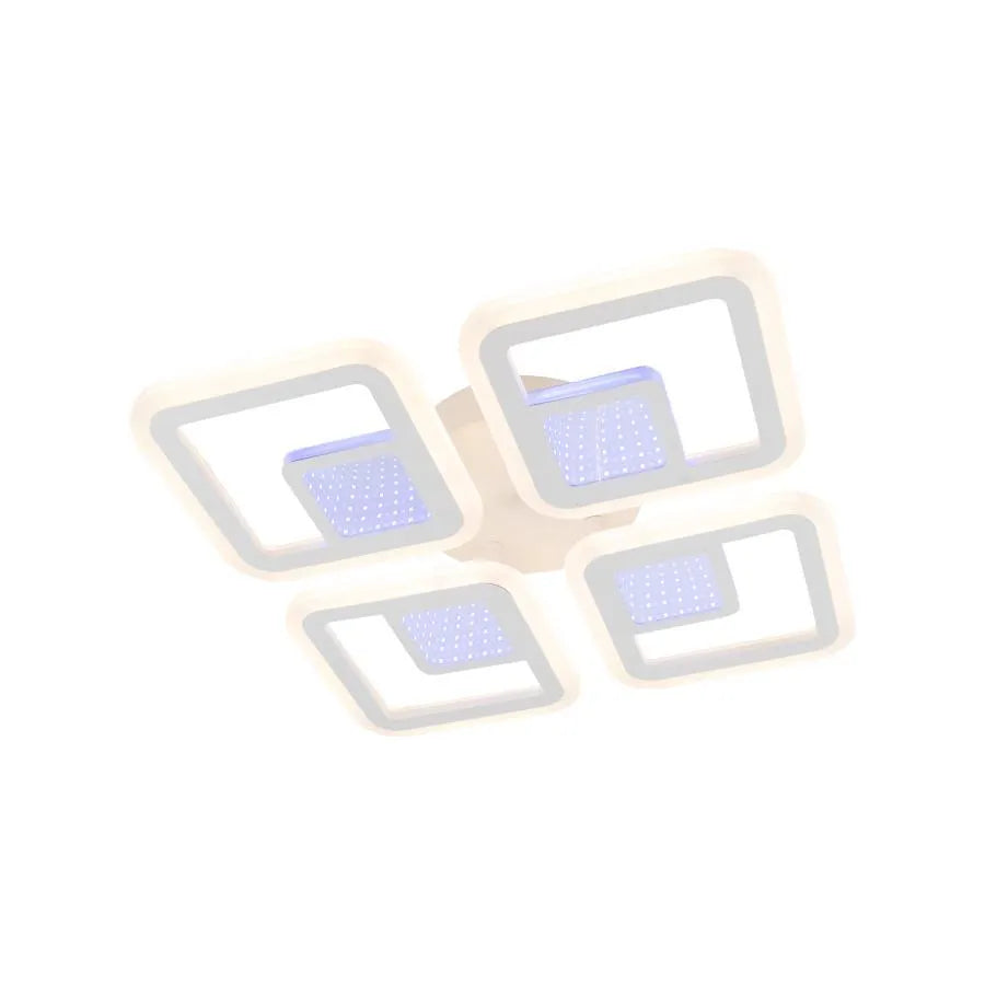 LED chandelier with remote control CHAI 3D 104W, 4 Squares, Cold/Warm/Neutral light, Dimmable, White