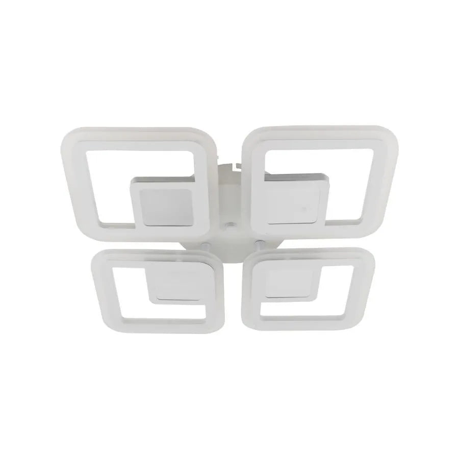 LED chandelier with remote control CHAI 3D 104W, 4 Squares, Cold/Warm/Neutral light, Dimmable, White