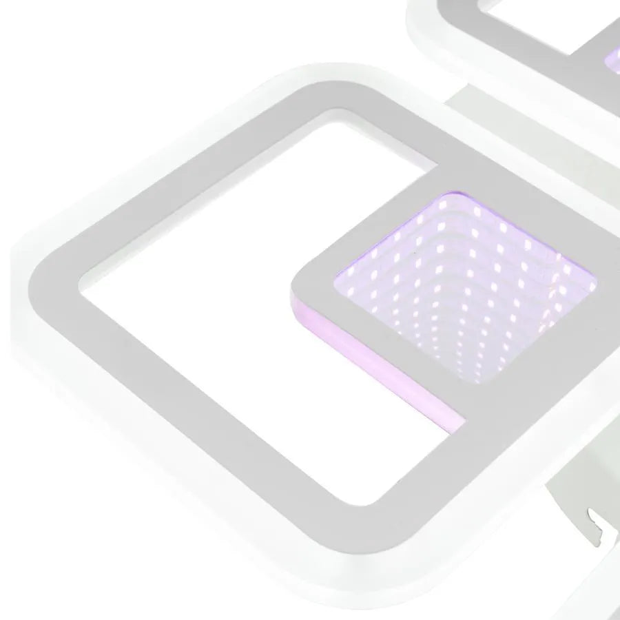 LED chandelier with remote control CHAI 3D 104W, 4 Squares, Cold/Warm/Neutral light, Dimmable, White