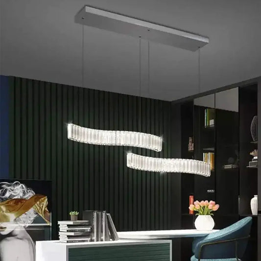 Suspended LED chandelier with remote control and crystal MERVE 24W, Cold/Warm/Neutral light, Dimmable, Glossy Chrome, Adjustable height