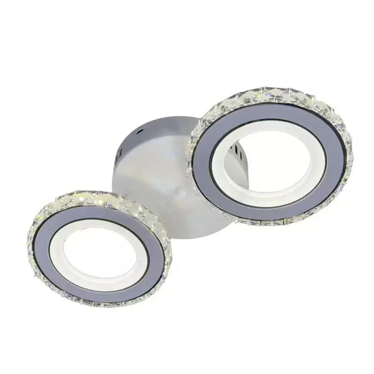 LED chandelier with remote control and crystal NOVA ROTONDA 29W, 2 Circles, Cold/Warm/Neutral light, White