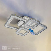 LED chandelier with remote control and crystal BLAKELY RGB 154W, 4 Squares, Cold/Warm/Neutral light, Dimmable, White