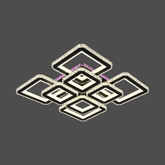 LED chandelier with remote control and crystal BLAKELY RGB 163W, 8 Squares, Cold/Warm/Neutral light, Dimmable, Black