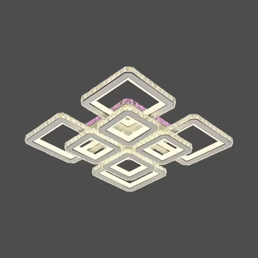 LED chandelier with remote control and crystal BLAKELY RGB 163W, 8 Squares, Cold/Warm/Neutral light, Dimmable, White