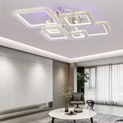 NOVA Rhomba LED Chandelier with Crystals, 6 Light Sources, RGB, with Remote Control, 178W, Glossy Chrome