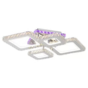 NOVA Rhomba LED Chandelier with Crystals, 4 Light Sources, RGB, with Remote Control, 60W, Glossy Chrome