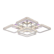 LED chandelier with crystal remote control QUADRIA SUPREMO RGB, 148W, 5 Squares, Cold/Warm/Neutral light, Dimmable, Shiny Chrome