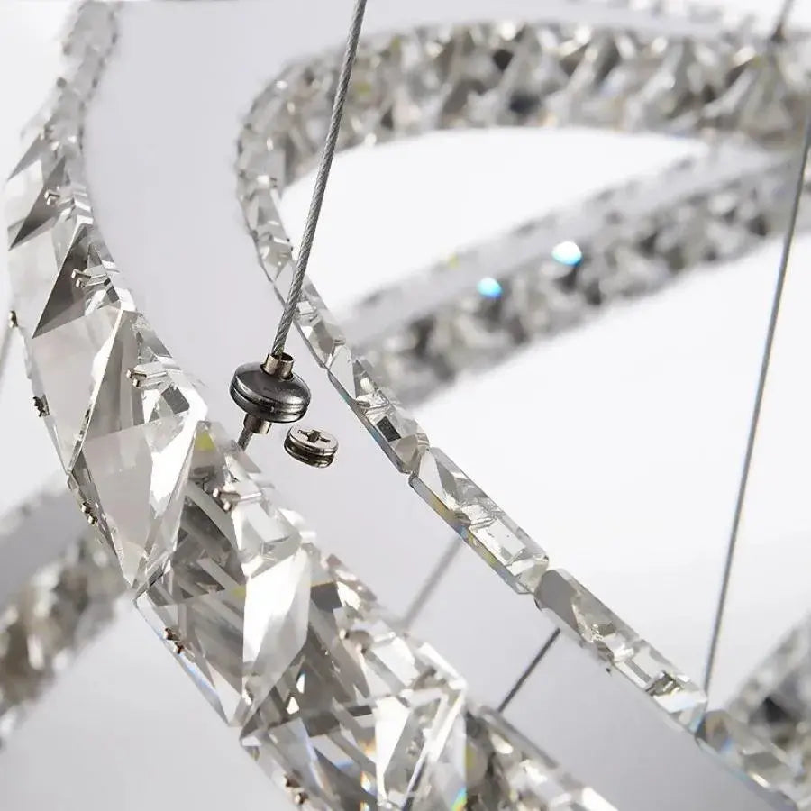 Bright LED PRISM Chandelier, Crystal and Metal, 210W, 4 Circles, Dimmable, Adjustable Height, Cold/Warm/Neutral Light, Luxurious Lighting