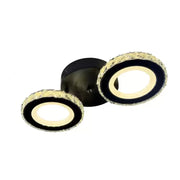 LED chandelier with remote control and crystal NOVA ROTONDA 29W, 2 Circles, Cold/Warm/Neutral light, Dimmable, Black