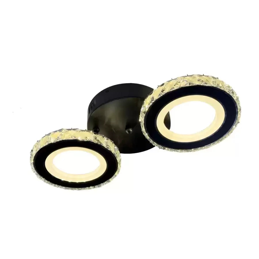 LED chandelier with remote control and crystal NOVA ROTONDA 29W, 2 Circles, Cold/Warm/Neutral light, Dimmable, Black