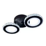 LED chandelier with remote control and crystal NOVA ROTONDA 29W, 2 Circles, Cold/Warm/Neutral light, Dimmable, Black