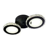 LED chandelier with remote control and crystal NOVA ROTONDA 29W, 2 Circles, Cold/Warm/Neutral light, Dimmable, Black