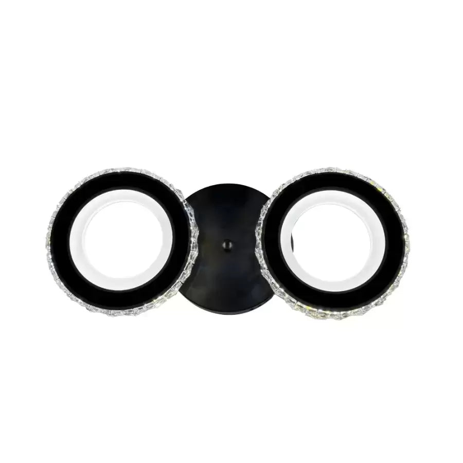 LED chandelier with remote control and crystal NOVA ROTONDA 29W, 2 Circles, Cold/Warm/Neutral light, Dimmable, Black