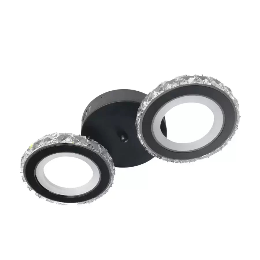 LED chandelier with remote control and crystal NOVA ROTONDA 29W, 2 Circles, Cold/Warm/Neutral light, Dimmable, Black