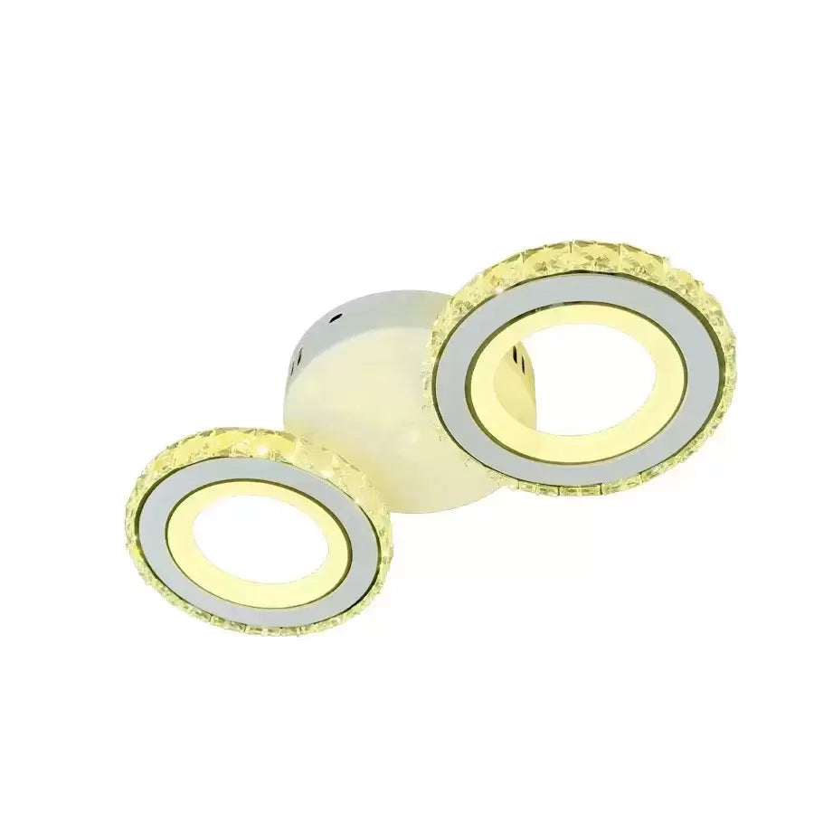 LED chandelier with remote control and crystal NOVA ROTONDA 29W, 2 Circles, Cold/Warm/Neutral light, White