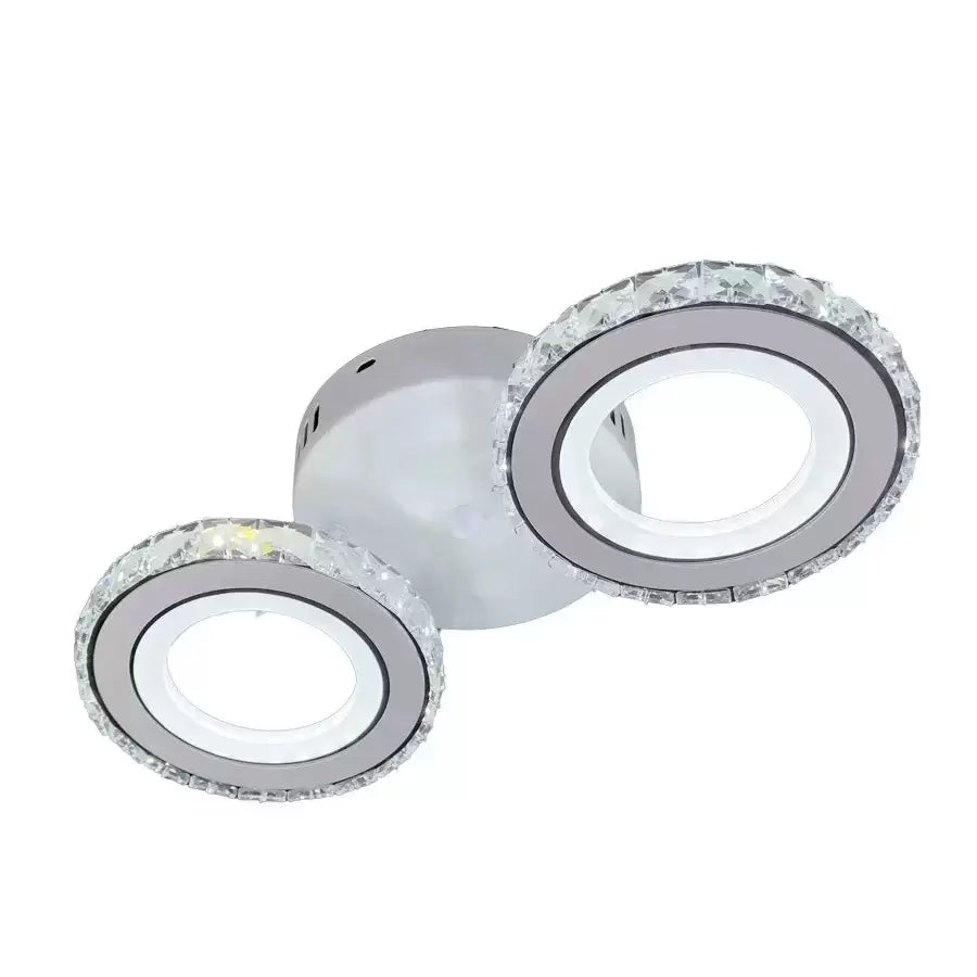 LED chandelier with remote control and crystal NOVA ROTONDA 29W, 2 Circles, Cold/Warm/Neutral light, White
