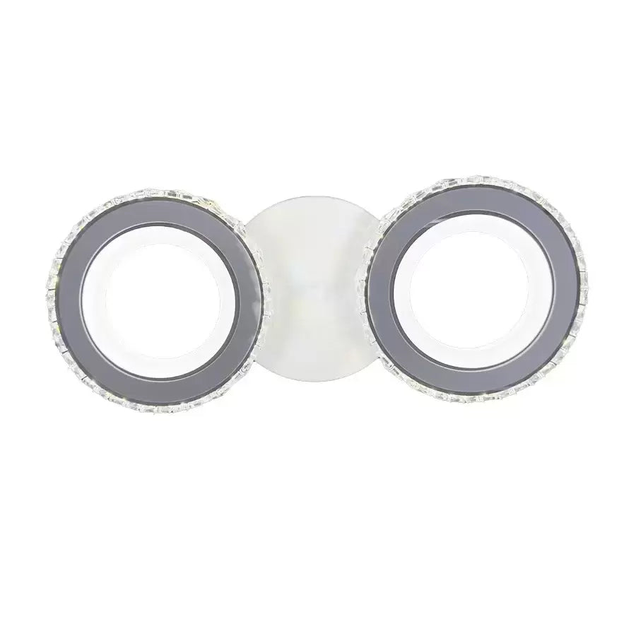 LED chandelier with remote control and crystal NOVA ROTONDA 29W, 2 Circles, Cold/Warm/Neutral light, White