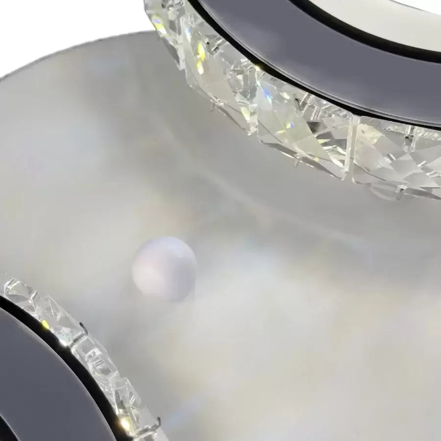 LED chandelier with remote control and crystal NOVA ROTONDA 29W, 2 Circles, Cold/Warm/Neutral light, White
