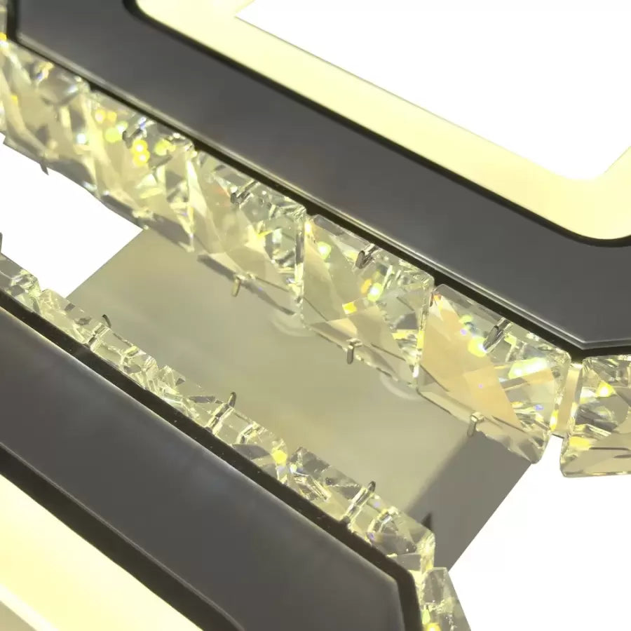 LED chandelier with remote control and crystal QUADRIS 24W, 2 Squares, Cold/Warm/Neutral light, Dimmable, White